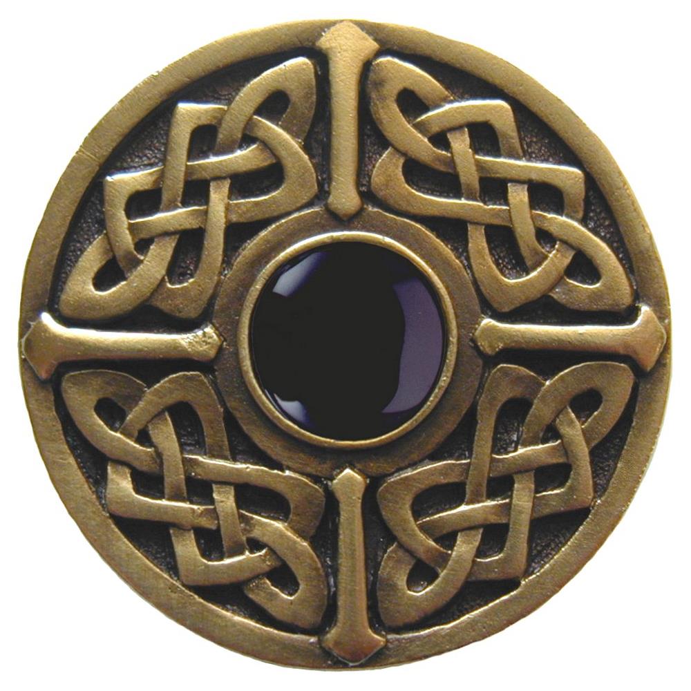 Notting Hill NHK-158-AB-O Celtic Jewel Knob Antique Brass/Onyx natural stone